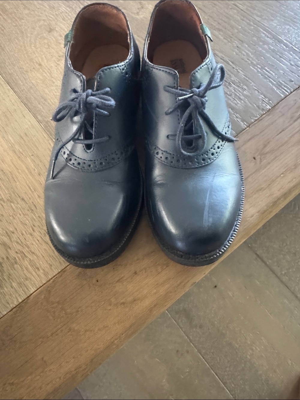 School Issue Navy Brogue Lace-Up Oxfords